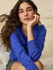 Cobalt Blue Cotton Rich Soft Touch Long Sleeve Crew Neck Jumper - Image 2 of 4