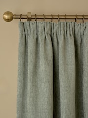 Sage Green Heavyweight Chenille Blackout/Thermal Pencil Pleat Curtains - Image 1 of 6