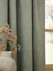 Sage Green Heavyweight Chenille Blackout/Thermal Pencil Pleat Curtains - Image 5 of 6