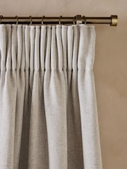 Natural Soft Weave Linen Blend Pencil Pleat Super Thermal Curtains - Image 1 of 5