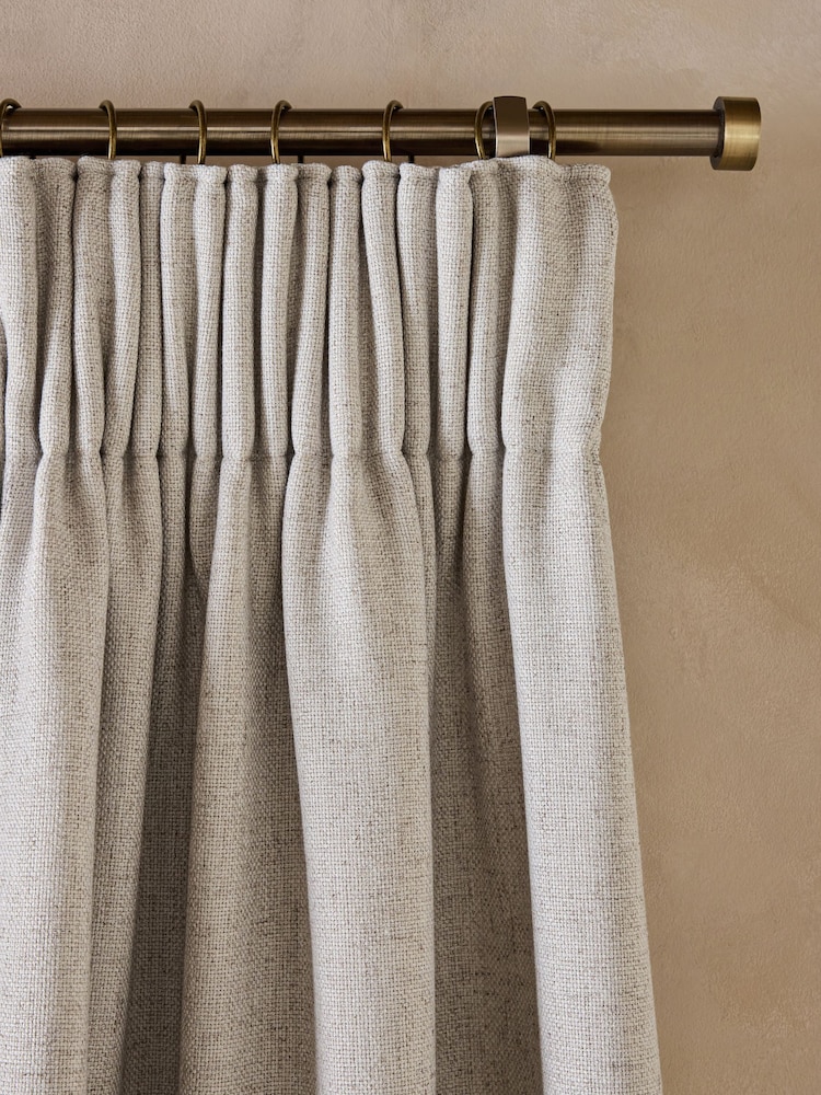 Natural Soft Weave Linen Blend Pencil Pleat Super Thermal Curtains - Image 1 of 5 Natural Soft Weave Linen Blend Pencil Pleat Super Thermal Curtains - Image 1 of 5