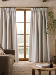 Natural Soft Weave Linen Blend Pencil Pleat Super Thermal Curtains - Image 2 of 5
