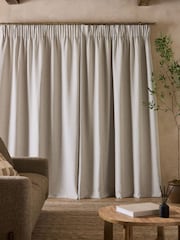 Natural Soft Weave Linen Blend Pencil Pleat Super Thermal Curtains - Image 3 of 5