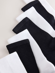 Black/White Ribbed Sport Ankle Socks 7 Pack - Image 2 of 5