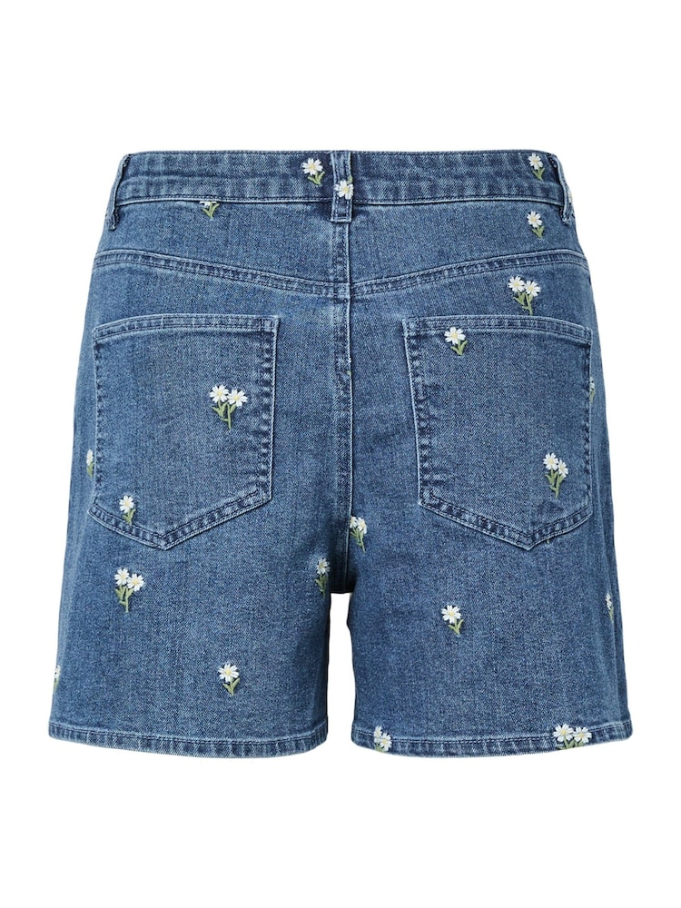 PIECES Embroidered High Waist Denim Shorts - Bild 2 von 2