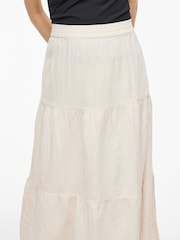 VILA Natural Linen Viscose High Waisted Ankle Maxi Skirt - Image 4 of 7