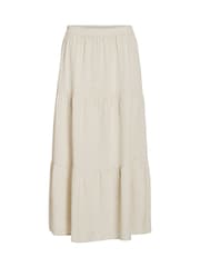VILA Natural Linen Viscose High Waisted Ankle Maxi Skirt - Image 6 of 7