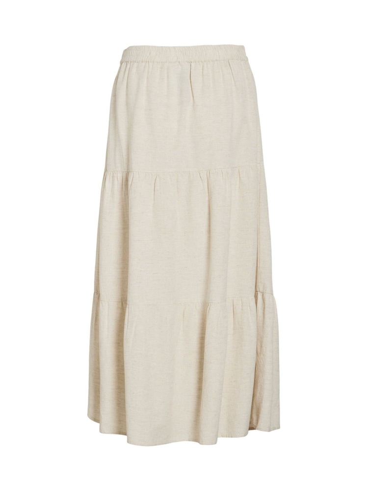 VILA Natural Linen Viscose High Waisted Ankle Maxi Skirt - Image 7 of 7