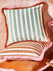 Oliver Bonas Green Issey Striped Cushion Cover - Image 1 of 6