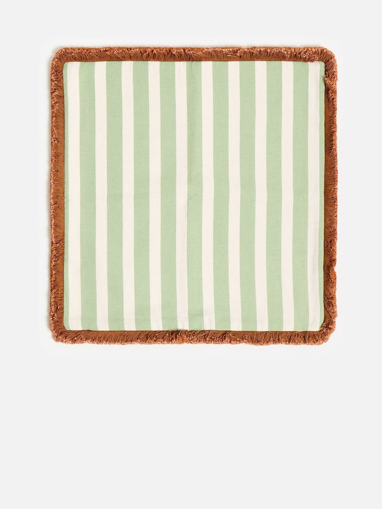 Oliver Bonas Green Issey Striped Cushion Cover - Image 6 of 6