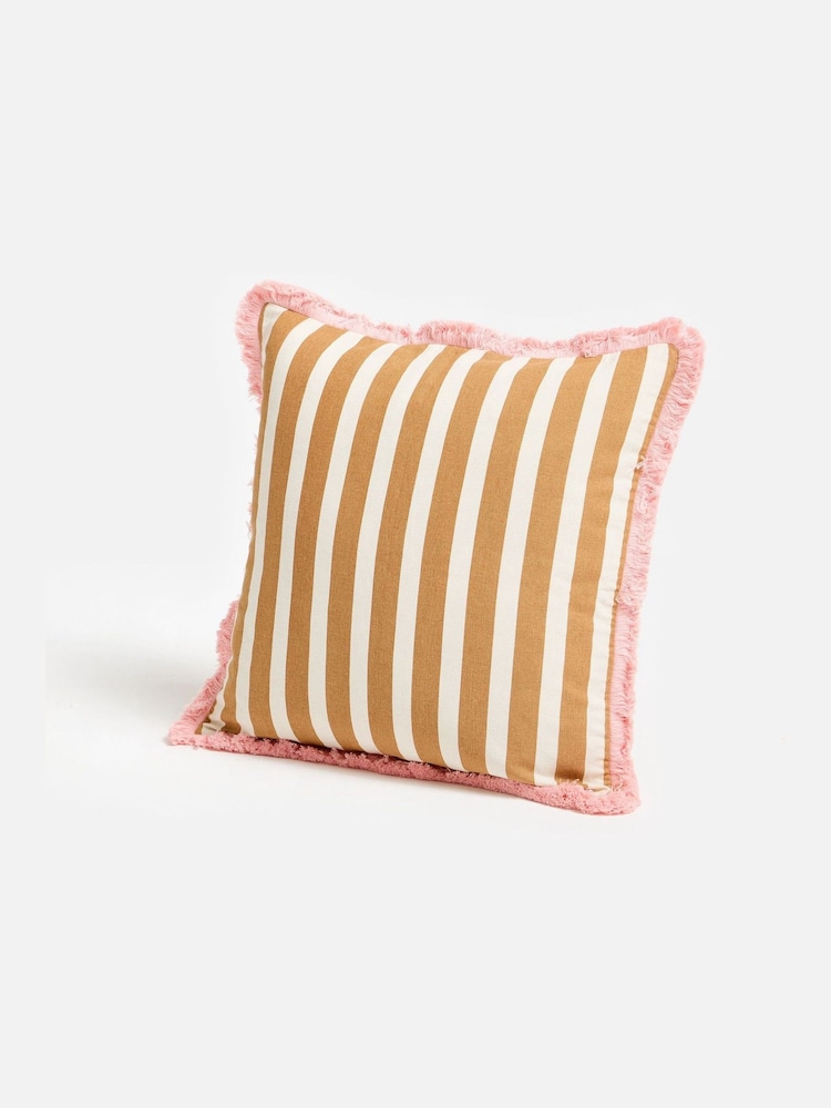 Oliver Bonas Brown Issey Striped Cushion Cover - Image 2 of 6