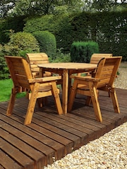 Charles Taylor Brown 4 Seater Round Garden Table Set - Image 1 of 6