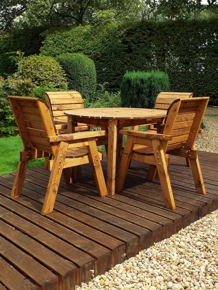 Charles Taylor Brown 4 Seater Round Garden Table Set - Image 1 of 6