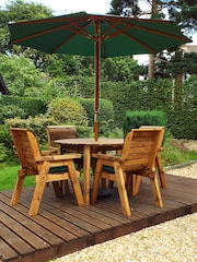 Charles Taylor Brown 4 Seater Round Garden Table Set - Image 3 of 6
