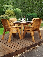 Charles Taylor Brown 4 Seater Round Garden Table Set - Image 4 of 6