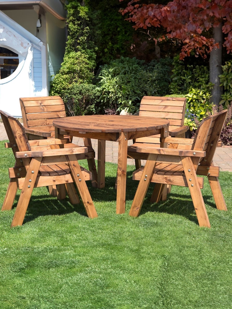 Charles Taylor Brown 4 Seater Round Garden Table Set - Image 6 of 6