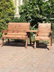 Charles Taylor Brown 3 Seater Straight Garden Bench Companion Set - Image 1 of 1