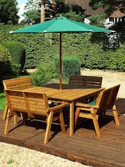 Charles Taylor Taylor Brown 8 Seater Square Garden Table Bench Set - Image 1 of 6