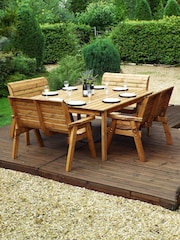 Charles Taylor Taylor Brown 8 Seater Square Garden Table Bench Set - Image 2 of 6