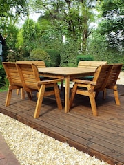 Charles Taylor Taylor Brown 8 Seater Square Garden Table Bench Set - Image 6 of 6