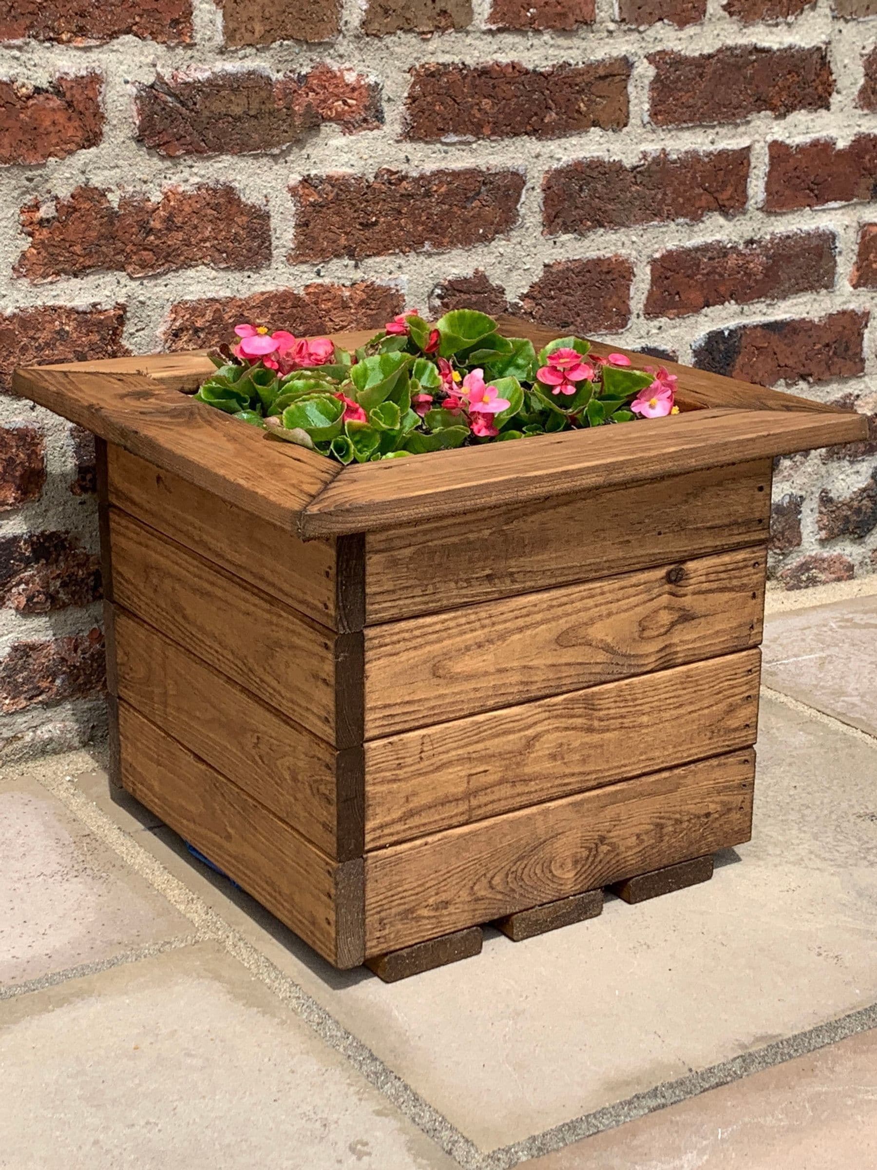 Charles Taylor Wooden Cube Planter 41Cm - Brown - Image 3