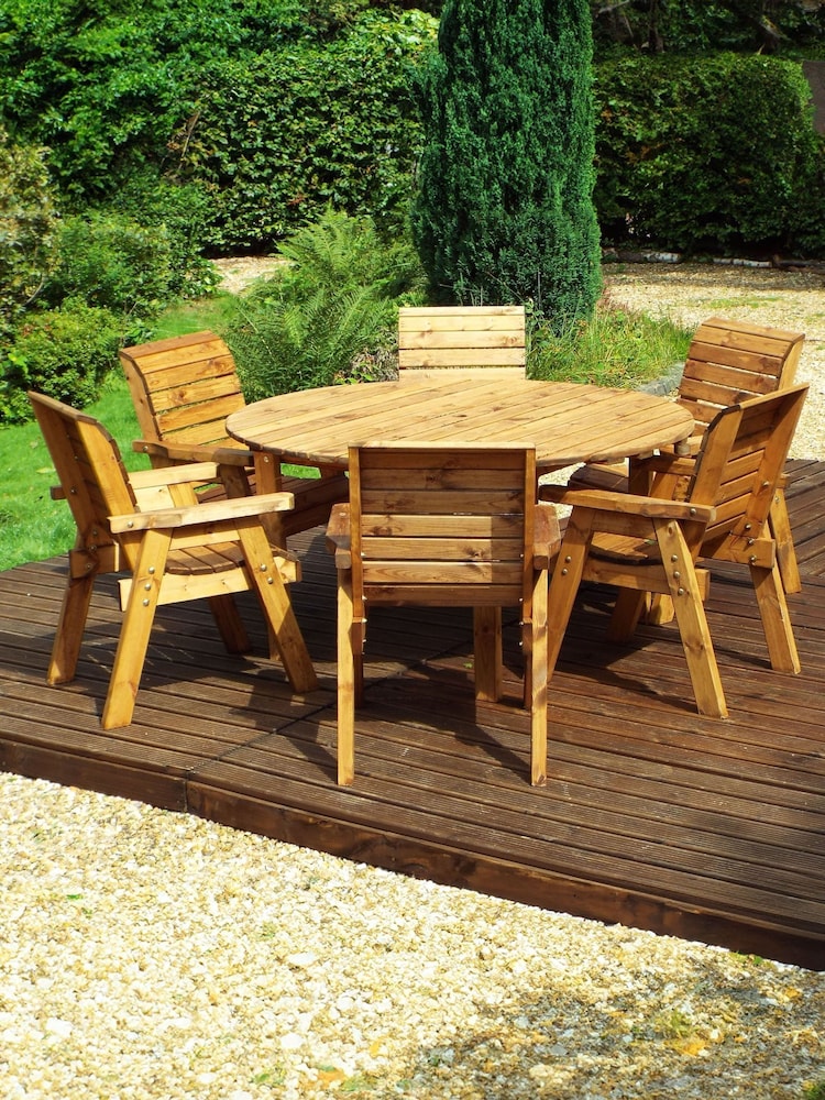 Charles Taylor Brown 6 Seater Circular Garden Table Set - Image 2 of 6 Charles Taylor Brown 6 Seater Circular Garden Table Set - Image 2 of 6