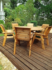 Charles Taylor Brown 6 Seater Circular Garden Table Set - Image 4 of 6