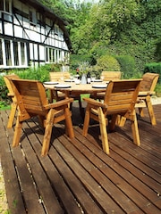 Charles Taylor Brown 6 Seater Circular Garden Table Set - Image 5 of 6