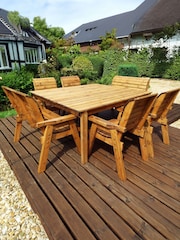 Charles Taylor Brown 8 Seater Square Garden Table Set - Image 3 of 6