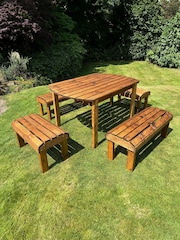 Charles Taylor Brown Knights 6 Seater Rectangular Garden Set - Image 2 of 6