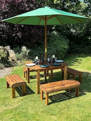 Charles Taylor Brown Knights 6 Seater Rectangular Garden Set - Image 3 of 6