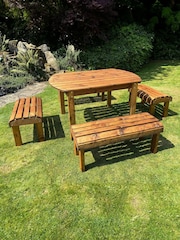 Charles Taylor Brown Knights 6 Seater Rectangular Garden Set - Image 4 of 6