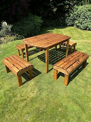 Charles Taylor Brown Knights 6 Seater Rectangular Garden Set - Image 5 of 6