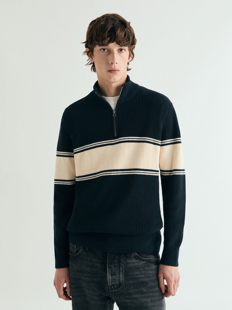 Scalpers Zip Stripes Tricot Jumper - صورة 2 من 5