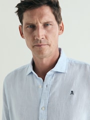 Scalpers Sky Blue Fancy Linen Shirt - Image 4 of 5