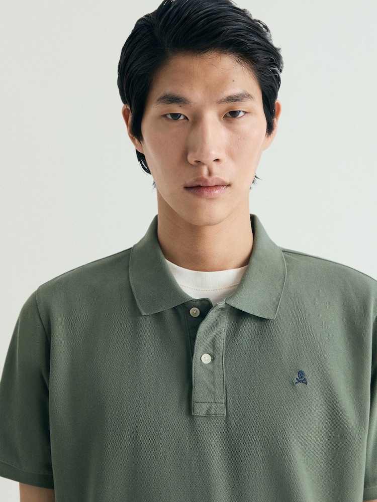 Scalpers Green Basic Contrast Polo Shirt - Image 2 of 4 Scalpers Green Basic Contrast Polo Shirt - Image 2 of 4