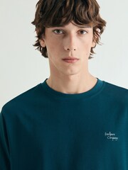 Scalpers Dark Green Medium Weight Embroidered T-Shirt - Image 4 of 5