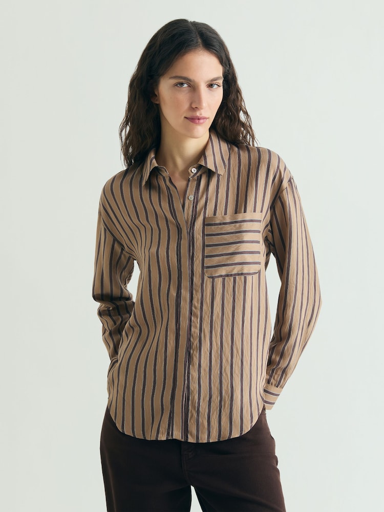 Scalpers Brown Stripes Shirt - Image 1 of 5 Scalpers Brown Stripes Shirt - Image 1 of 5