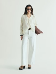 Scalpers White Contrast Denim Pants - Image 1 of 3