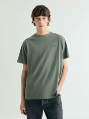 Scalpers Sage Green Medium Weight Embroidered T-Shirt - Image 1 of 4