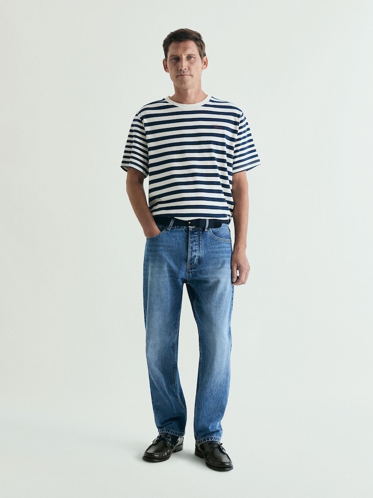 Azul - Scalpers Mixed Striped T-Shirt - Imagen 1 de 4