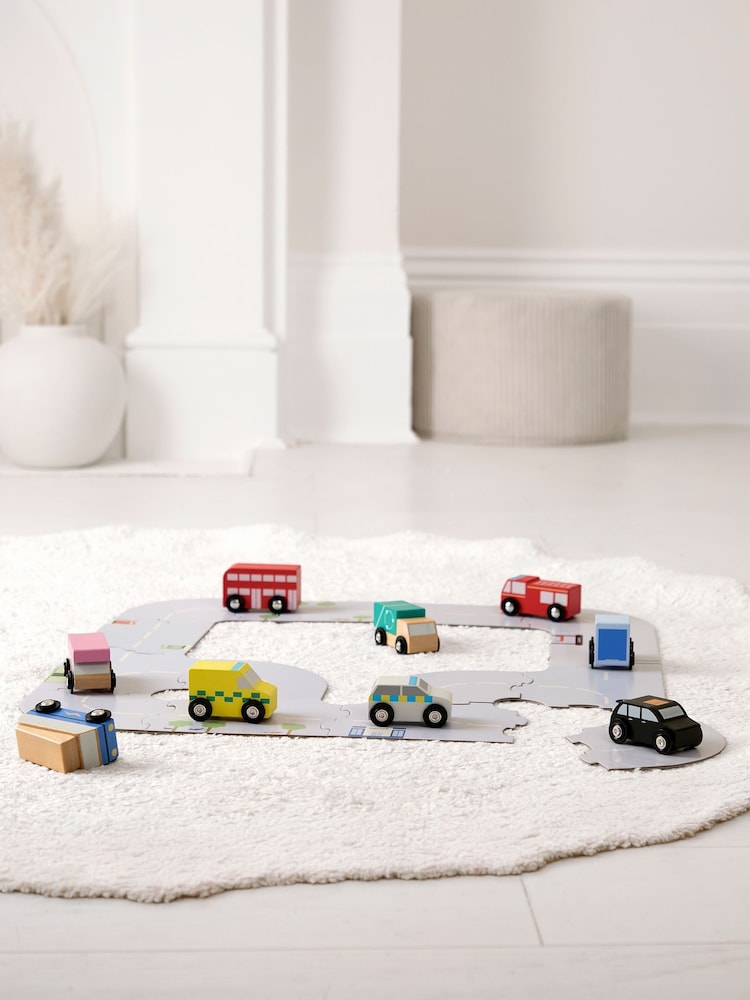 Jojo Maman Bébé Red Vehicle Set & Jigsaw Road - Image 1 of 5