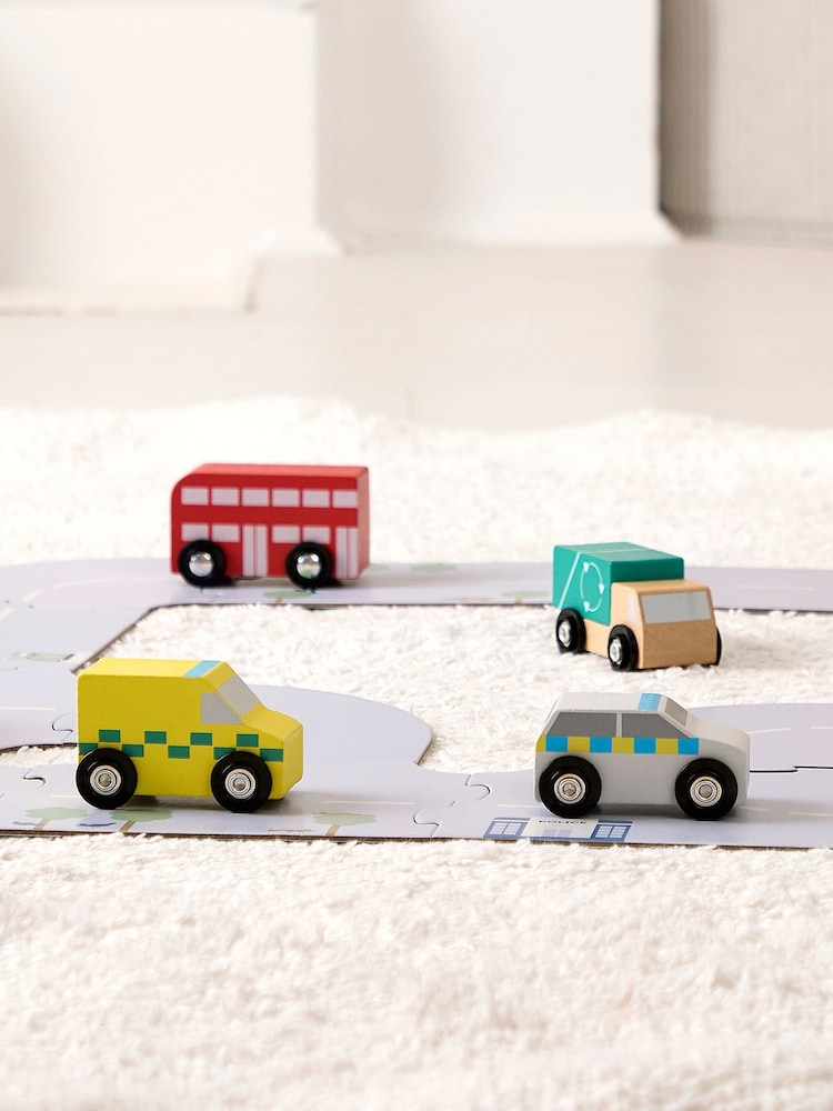 Jojo Maman Bébé Red Vehicle Set & Jigsaw Road - Image 2 of 5
