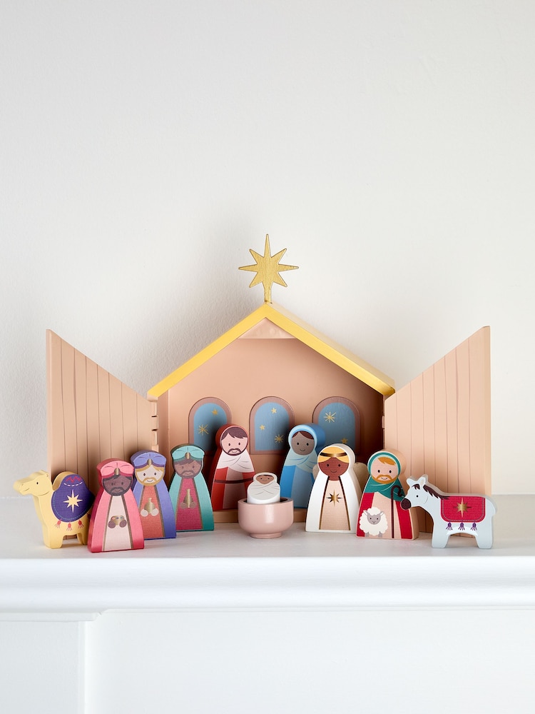 JoJo Maman Bébé Christmas Nativity Wooden Playset - Image 1 of 8 JoJo Maman Bébé Christmas Nativity Wooden Playset - Image 1 of 8