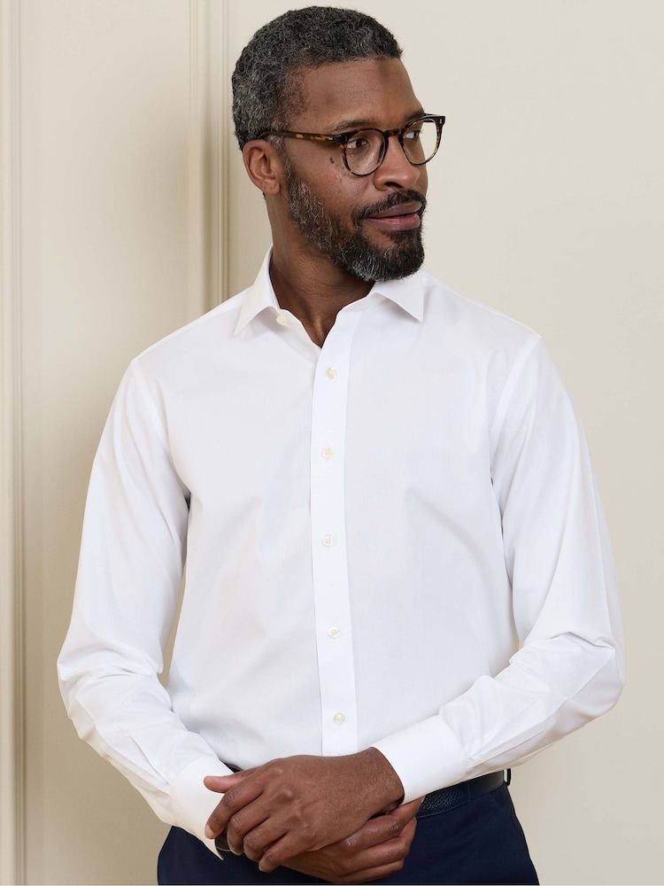 Slim Fit Non-Iron Cotton Poplin Single Cuff Formal Shirt - Image 1 of 5 Slim Fit Non-Iron Cotton Poplin Single Cuff Formal Shirt - Image 1 of 5
