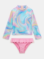 Angels By Accessorize Pink Ombré Rash Vest Swim Set - Image 1 of 2