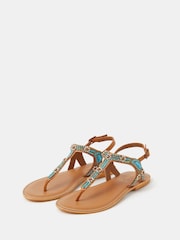 Accessorize Blue Beaded Flower Sandals - Image 1 of 2