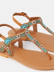 Accessorize Blue Beaded Flower Sandals - Image 2 of 2