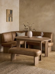 Easton Faux Leather Tan Brown Left Hand Corner Dining Table and Bench Set - Image 1 of 10
