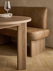 Easton Faux Leather Tan Brown Left Hand Corner Dining Table and Bench Set - Image 3 of 10